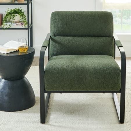 Better Homes & Gardens Wyatt Accent Chair, Olive Green Bouclé