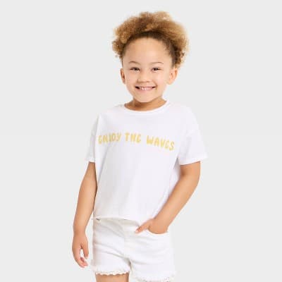 Grayson Mini Baby Girls' Short Sleeve Enjoy the Waves Oversized T-Shirt - White 18M