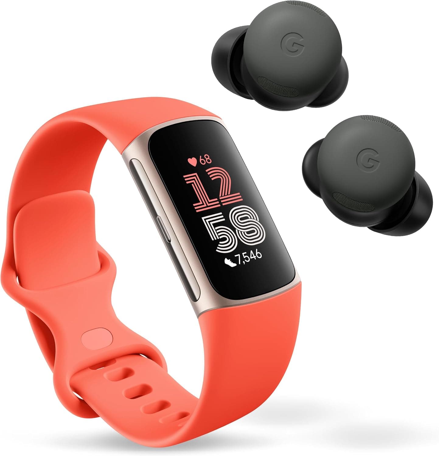 Fitbit Charge 6 Gold Smartwatch with Heart Rate & GPS + Google Pixel Buds Pro 2 Wireless Earbuds with Active Noise Cancellation - Hazel