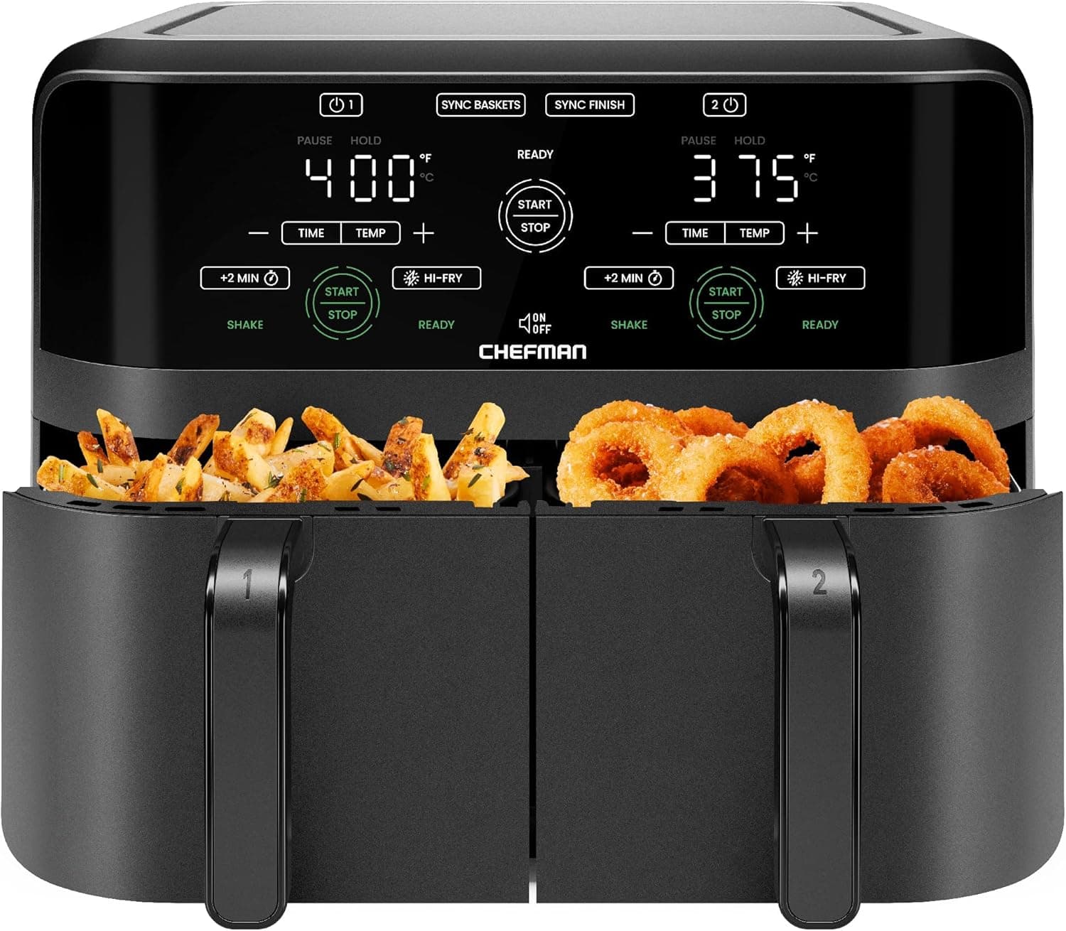 Chefman 6-Quart Digital Air Fryer - Dual Baskets, Smart Sync, Auto Shutoff