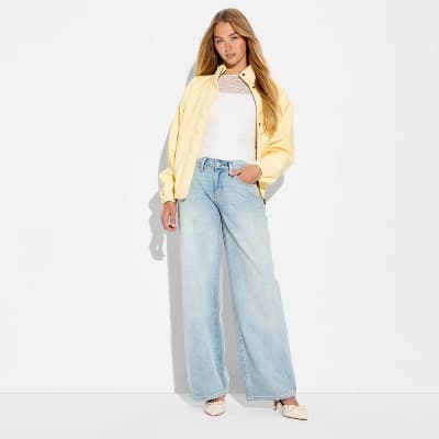 Women's Low-Rise Loose-Fit Baggy Jeans - Wild Fable™ Light Wash 6