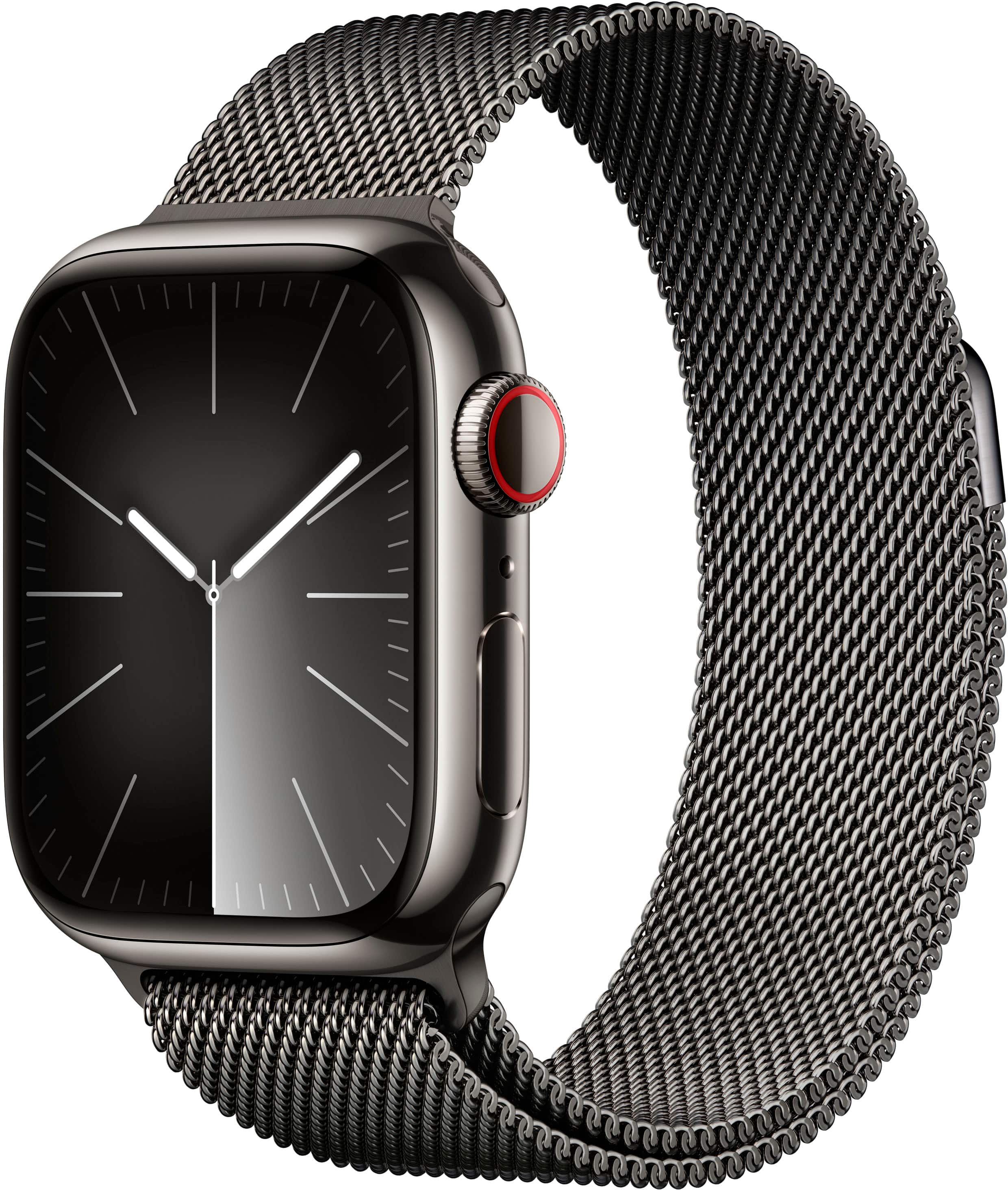 Apple GS Cert Refurb Watch Series 9 GPS + Cell 41mm Graphite Stainless Steel Case w Graphite Milanese Loop Graphite 2023 - Graphite - (2023)