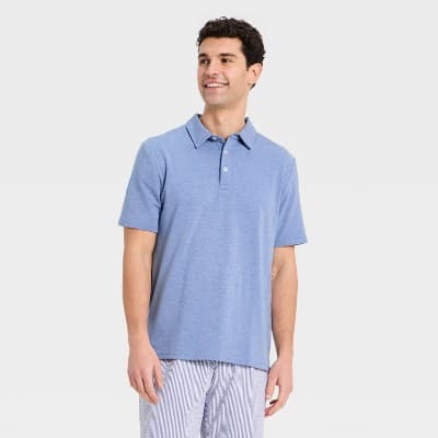 Men's Comfort Wear Polo Shirt - Goodfellow & Co™ Heather Blue XXL