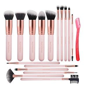 16-Piece Real Perfection Makeup Brush Set with Eyebrow Razor - Only $6.80