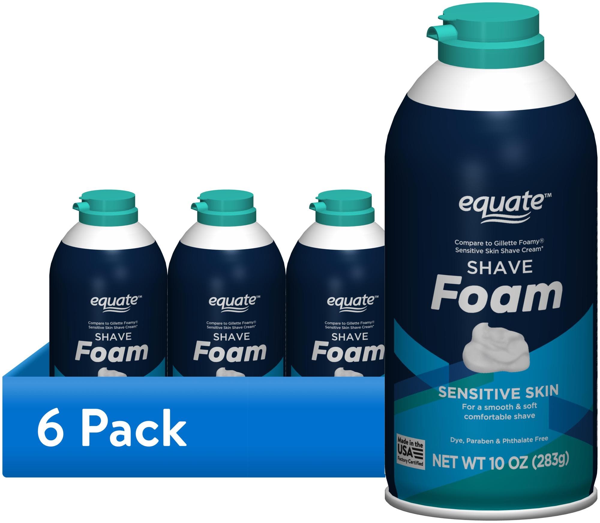 6-Pack 10oz Equate Men's Sensitive Skin Shave Foam Walmart
