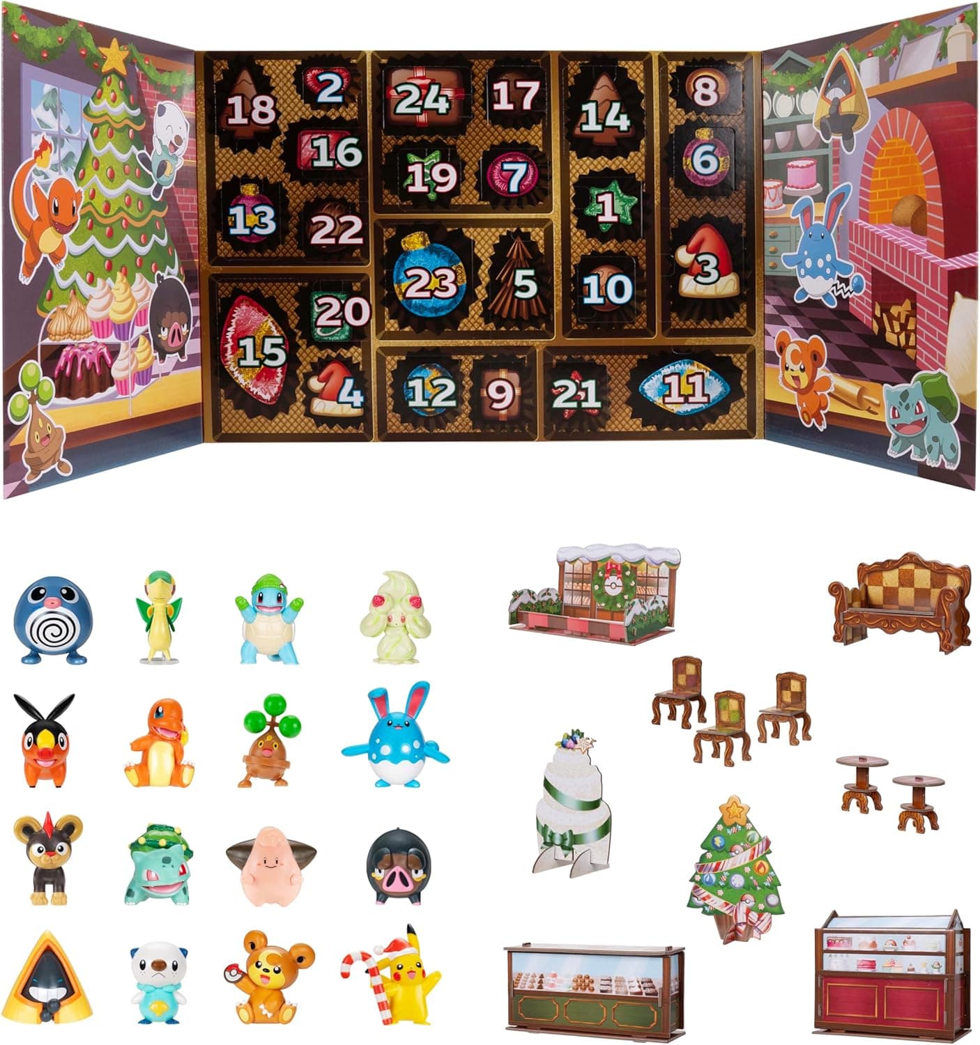 Pokemon Holiday Calendar with Battle Figures and Accessories