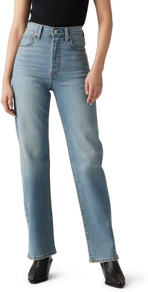 Levi's Women's Ribcage Straight Full Length Jeans, (New) Ringing Bells, 25