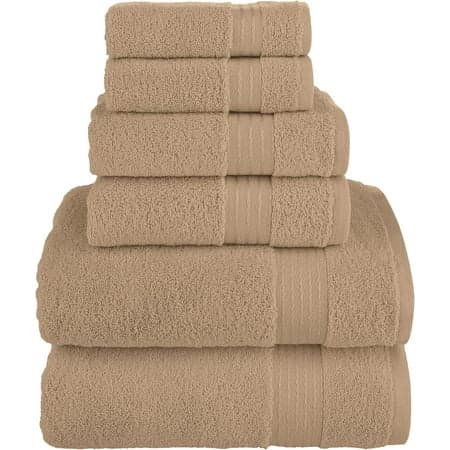 Elegant Comfort Cotton 6-Piece Towel Set Cotton Bathroom, Taupe
