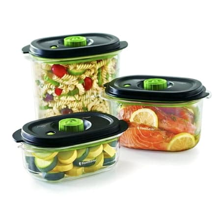 FoodSaver Multi-Size Preserve & Marinate Vacuum Sealer Container Set for FoodSaver Handheld Vacuum Sealers, 3-Piece (3, 5 & 8 Cup) BPA-Free Vacuum Sealable Containers for Airtight Food Storage & Marinating