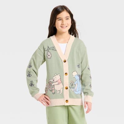 Girls' Winnie the Pooh Cardigan - Green L