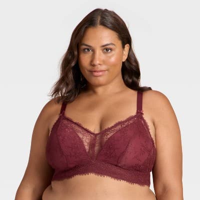 Women's Lace Removeable Pad Bralette - Auden™ Berry Red XXL