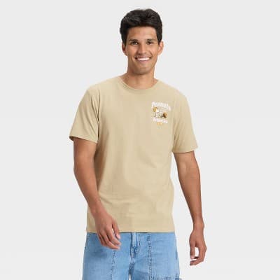 Men's Short Sleeve Peanuts Graphic T-Shirt - Goodfellow & Co™ Sage Green XL