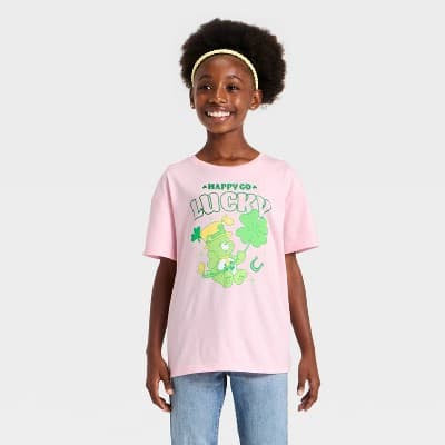 Girls' Care Bears St. Patrick's Day Short Sleeve Graphic T-Shirt - Pink XL Plus
