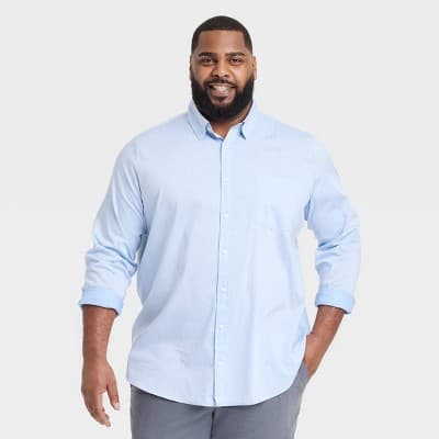Men's Big & Tall Comfort Wear Long Sleeve Shirt - Goodfellow & Co™ Light Teal Blue 3XLT: Front Pocket