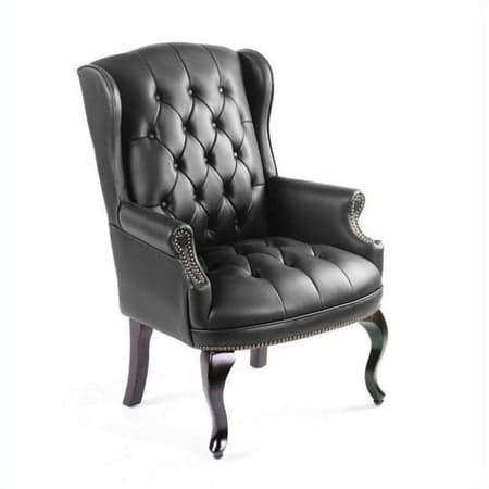 Boss Office Products Wingback Traditional Style Executive Guest Chair, Black