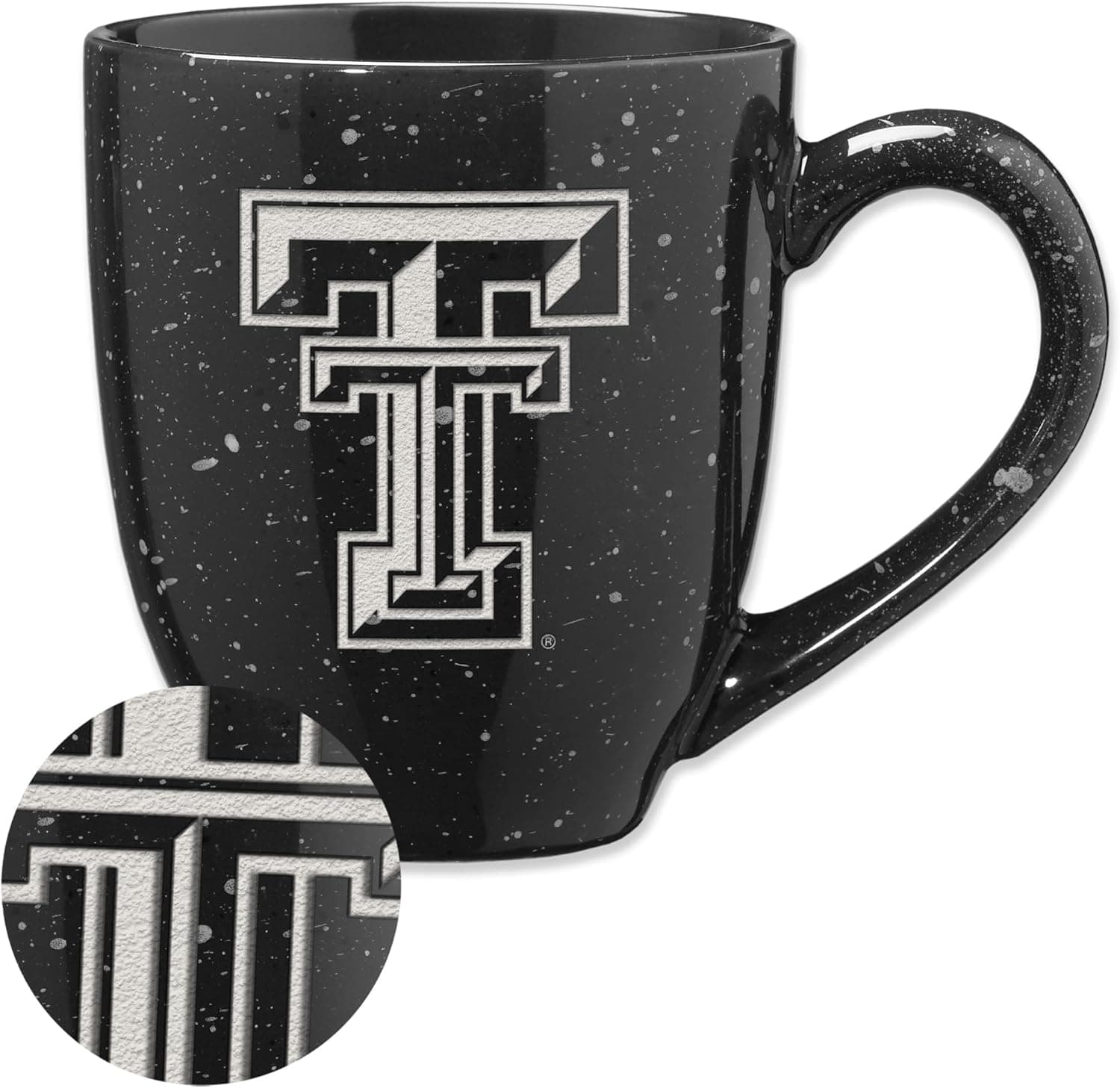 Rico Industries NCAA Texas Tech Red Raiders Black 16 oz Team Color Laser Engraved Speckled Ceramic Coffee Mug
