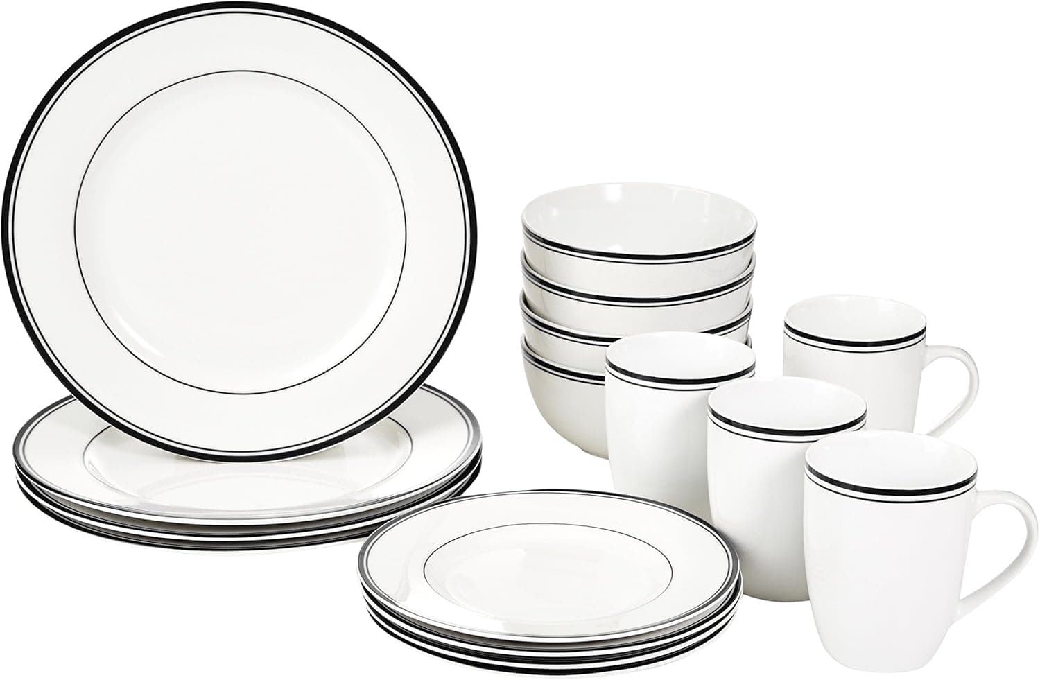 Upgrade Your Dining with Amazon Basics 16-Piece Cafe Stripe Set