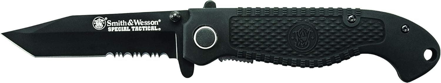 Smith & Wesson Tactical Folding Knife: Durable S.S. Blade, Serrated Tanto Edge