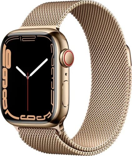 Geek Squad Refurbished Apple Watch Series 7 (GPS + Cellular) 41mm Gold Stainless Steel Case with Gold Milanese Loop - Gold - (2021)