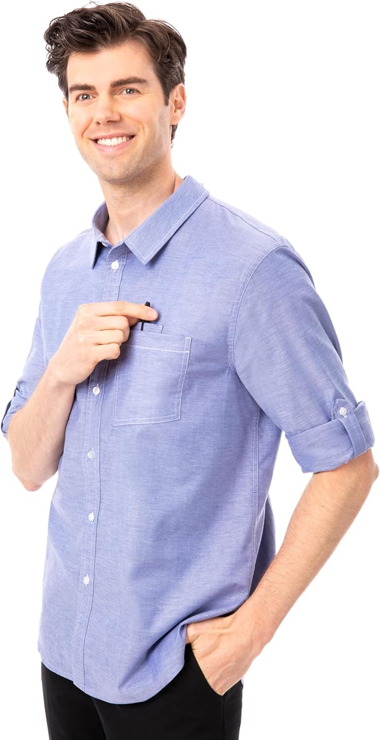 Save Big on Chef Works Men's Oxford Shirt in Blue