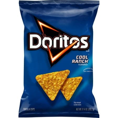 Doritos Tortilla Chips Cool Ranch Flavor Snack Chips, 9.25 oz Bag