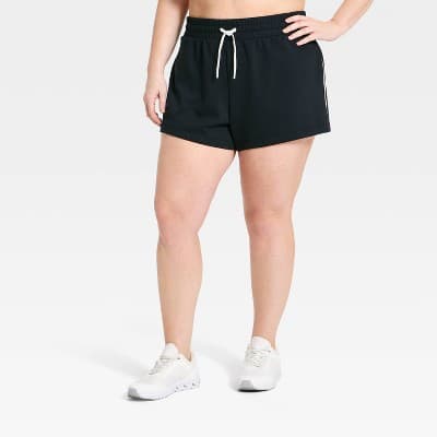 Women's Airy Sleek Pique Shorts - All In Motion™ Black 1X
