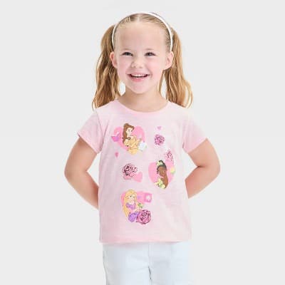 Toddler Girls' Rose Princess Short Sleeve Graphic T-Shirt - Rose Pink 2T