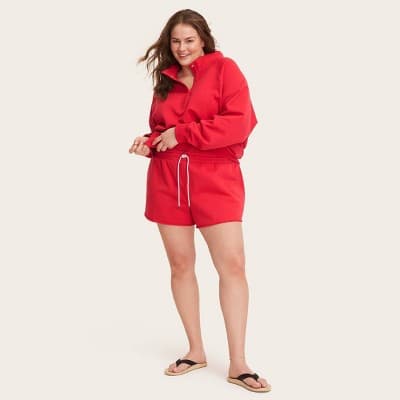 Women's Mid-Rise Pull-On Sweatshorts - Parke x Target Red 1X