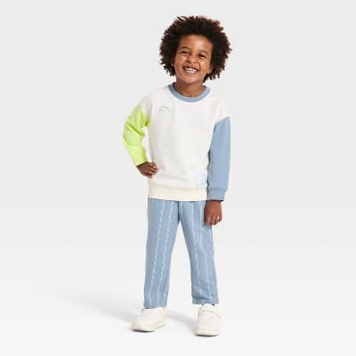 Toddler Boys' 2pc Easter Colorblock Sweatshirt & Pants Set - Cat & Jack™ White 3T