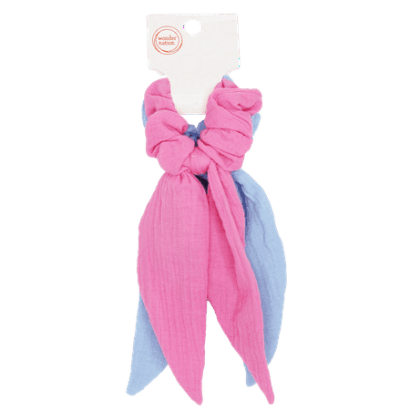 Wonder Nation Girls Twister Scarf Hair Ties, 2-Piece, Pink/Blue