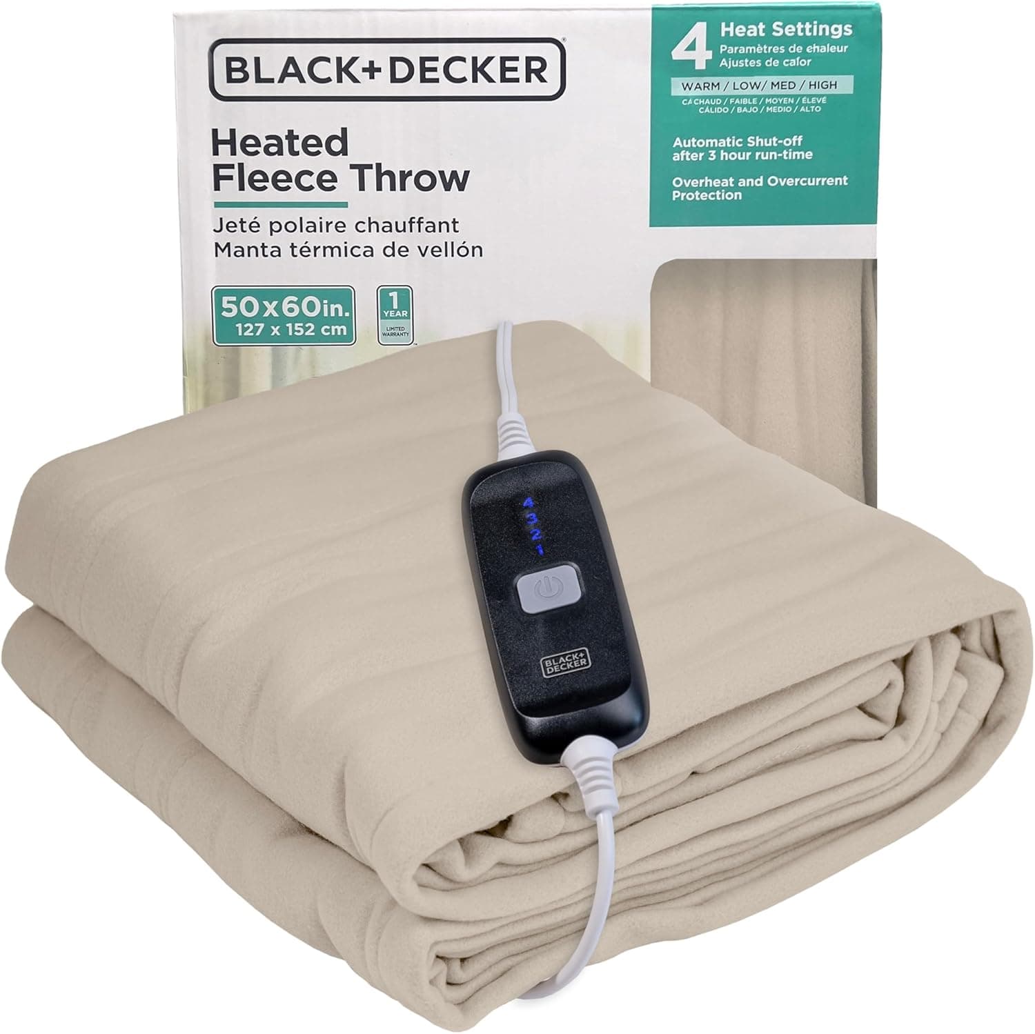 Stay Cozy with BLACK+DECKER Electric Blanket - 4 Heat Levels