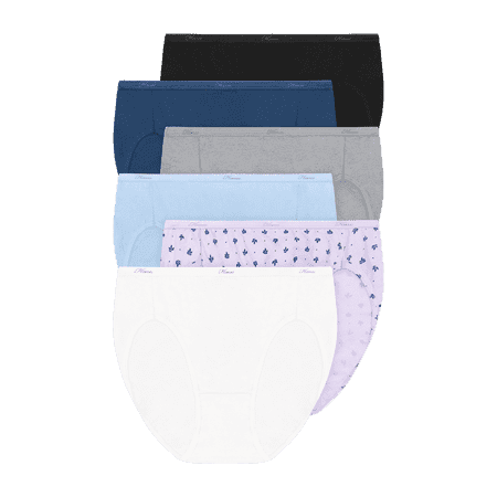 Hanes Cool Comfort Women's Cotton Hi-Cut Underwear, 6-Pack Assorted 8
