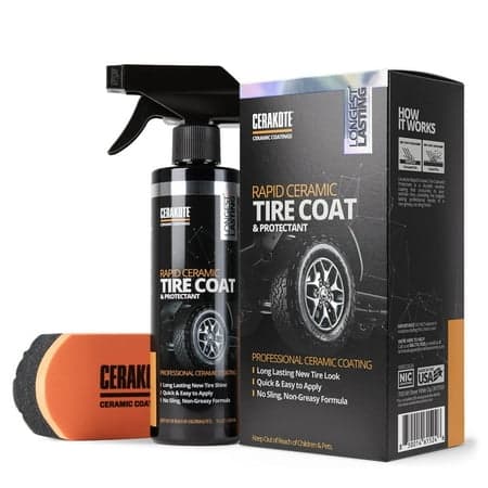 Cerakote Rapid Ceramic Tire Coat Kit, Long-Lasting Tire Shine with Foam Applicator Pad, 8 fl oz