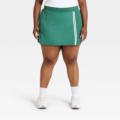 Women's Woven High-Rise Asymmetrical Pleated Skort 15.5" - All In Motion™ Forest Green 4X