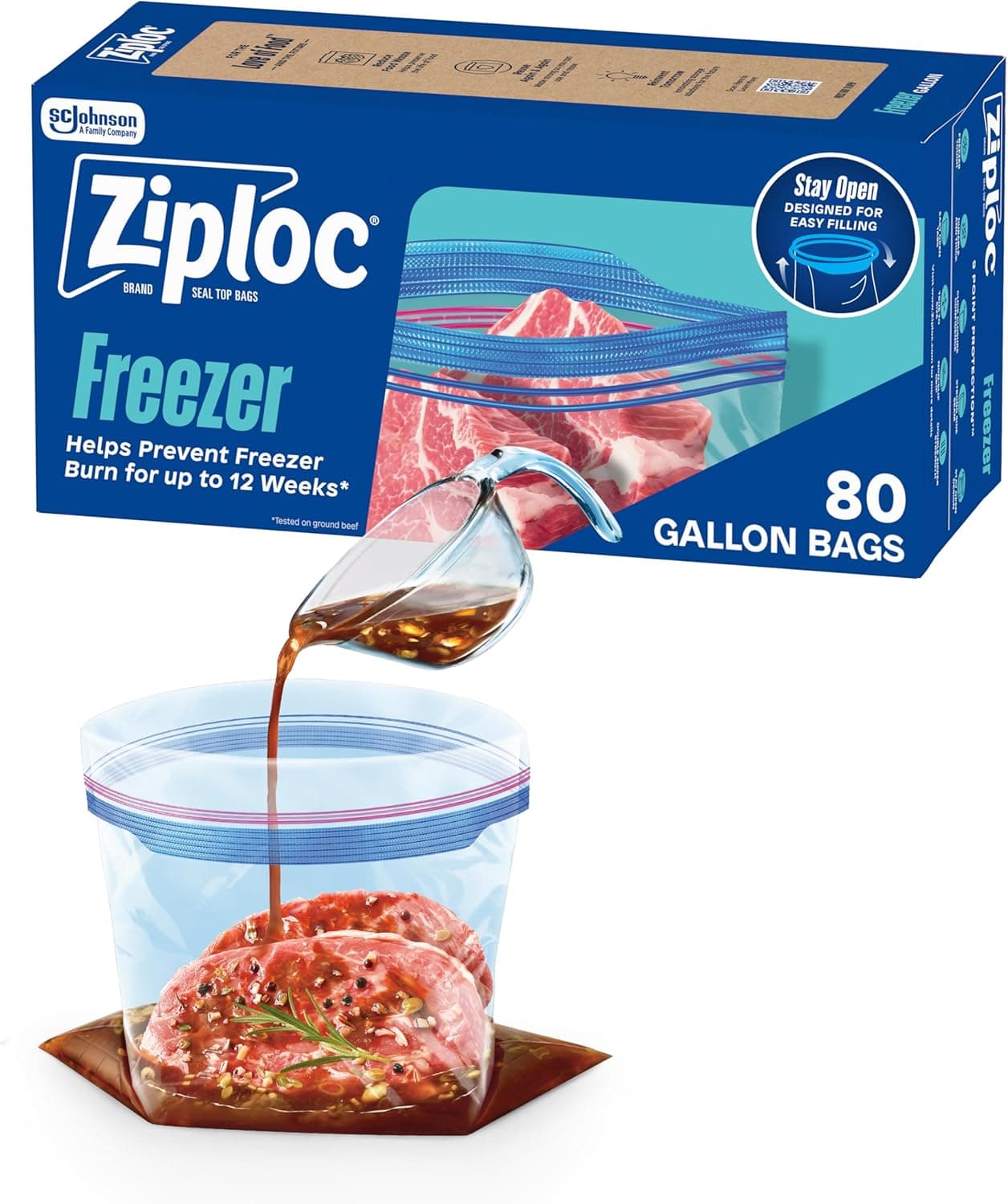 Ziploc Gallon Bags: Stay-Open Design, Easy to Fill, 80 Count