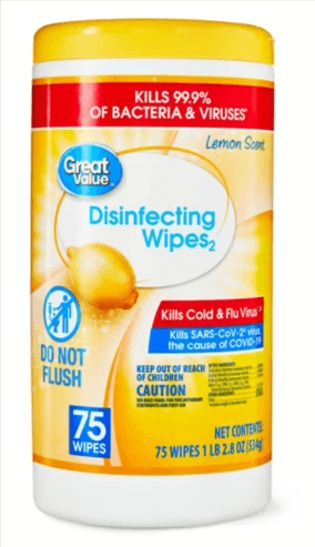 75-Count Great Value Lemon Scent Disinfecting Wipes Walmart