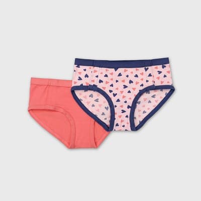 Girls' Adaptive Seated Fit 2pk Heart Briefs - Cat & Jack™ Salmon Pink S