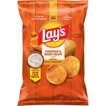 Lay's Potato Chips, Cheddar & Sour Cream, 7.75 oz Bag