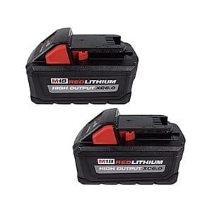 2-Pk Milwaukee M18 Lithium-Ion High Output 6.0Ah Batteries $155.70 + Free S&H w/ Prime