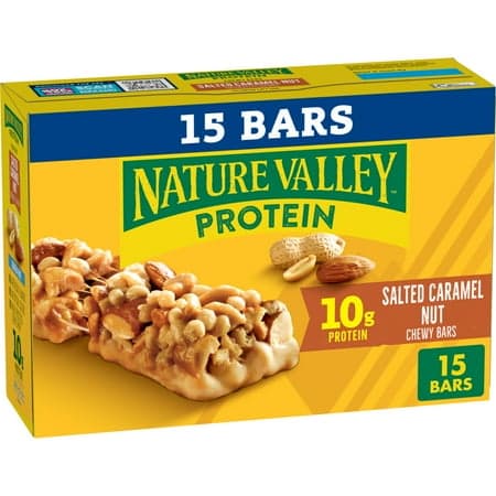 Nature Valley Protein Chewy Snack Bars, Salted Caramel Nut, 15 Bars, 21.3 oz