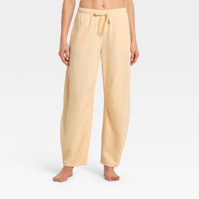 Women's French Terry Barrel Leg Lounge Pants - Auden™ Peach Orange L