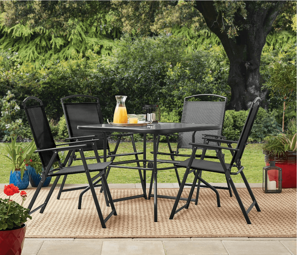 Mainstays Outdoor Dining Set - Sturdy Steel Frame, Seats 4