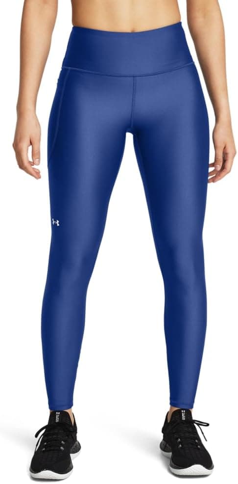 Under Armour Womens HeatGear Armour High No-Slip Waistband Pocketed Leggings, (432) Tech Blue / / White, XX-Large Short