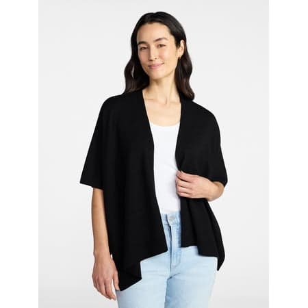 Time and Tru Women's Open Front Knit Wrap with Soft Feel, Lightweight, Sizes Small to Plus Size