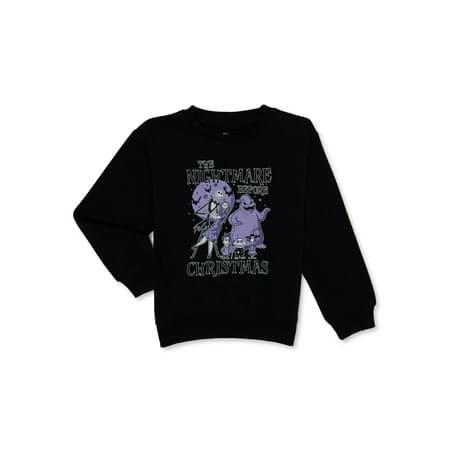 Nightmare Before Christmas Girls Graphic Crewneck Sweatshirt, Size 4-18