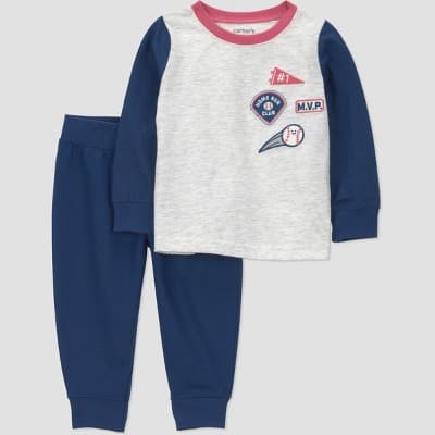 Carter's Just One You® Baby Boys' 2pc Sports Baseball Sweatshirt and Jogger Pants Set - Blue Newborn