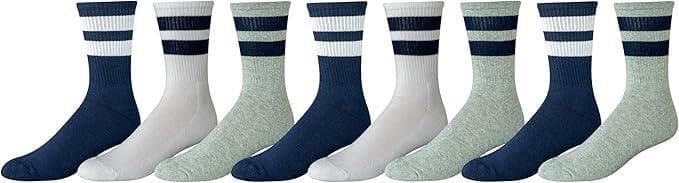 Amazon Essentials Men's Retro Stripe Crew Socks 8-Pack