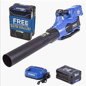 Save $100 on Kobalt Cordless Leaf Blower with Batteries & Charger
