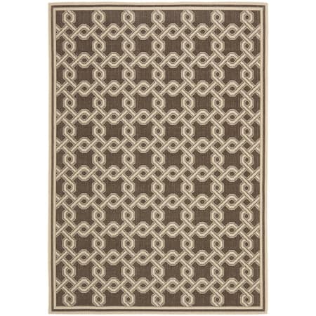 SAFAVIEH Martha Stewart Geometric Interlock Area Rug, Chocolate/Cream, 4' x 5'7"