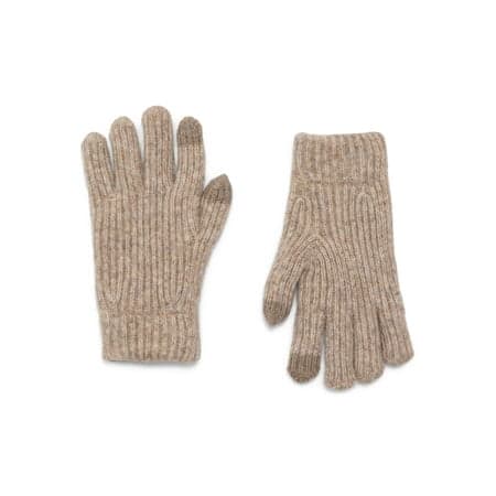 Time and Tru Women's Tech Touch Lined Rib Gloves, Knit, One Size Fits Most, Toasted Heather